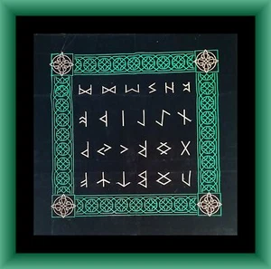 RUNE CLOTH, Huge Professional Embroidered Rune Mat, ELDER FUTHARK RUNE SYMBOLS - Picture 1 of 4