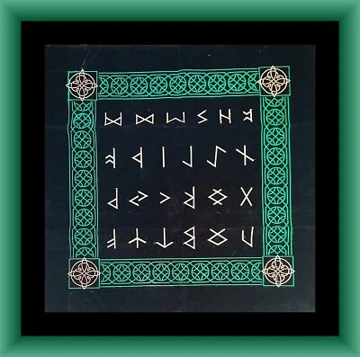 RUNE CLOTH, Huge Professional Embroidered Rune Mat, ELDER FUTHARK RUNE SYMBOLS