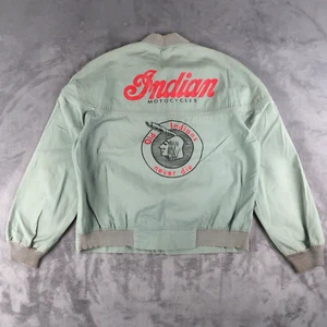 Vintage 60’s Indian Motorcycles Cotton Riding Derby Jacket Sz M Sage Green Biker - Picture 1 of 20