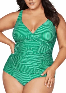 Artesands Linear Perspective Cross Over Front Fullpiece US 20 Green NWT $190 - Picture 1 of 11