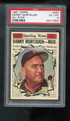 1961 Topps #567 Danny Murtaugh All-Star PSA 6 Graded Baseball Card Sporting News - Image 1 of 2