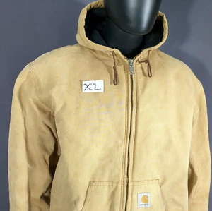 Carhartt Work VTG Jacket XL OJ-8545-B Heavy Duty Full Zip Hoodie Brown - Picture 1 of 21