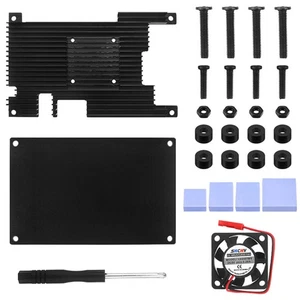 Aluminum Cover+Base+ Passive Cooling Fan+ Silicone Heatsinks For Orange Pi 5 - Afbeelding 1 van 10