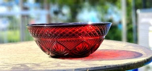 Vintage Cristal D' Arques-Durand ANTIQUE RUBY RED Large Serving Bowl 10” - Picture 1 of 5