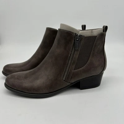 Unisa Shoes Ankle Boot Womens 9M Dark Brown Faux Leather Booties Side Zipper NEW - Image 1 of 4