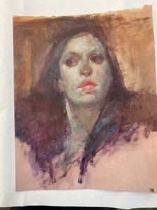 Max Turner Original Female Portrait Oil On Heavy Paper W/ Bonus - Picture 1 of 8
