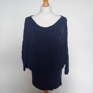 Made In Italy One Size Navy Silk Mix Longline Blouse Top Jersey Lining & Skirt - Picture 1 of 8
