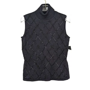 Top Requirements Petite Vintage Negro Cuentas Sin Mangas Cuello Alto S Nuevo con Etiquetas - Imagen 1 de 8
