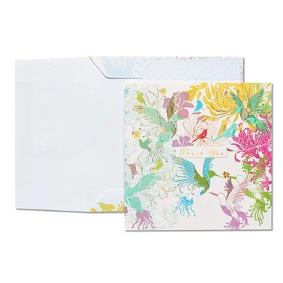 Papyrus Hummingbirds Thank You Card Premium Quality 5.75 Square Design - Image 1 of 4