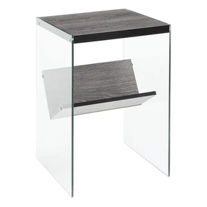 Convenience Concepts SoHo End Table, Weathered Gray / Glass - Picture 1 of 5