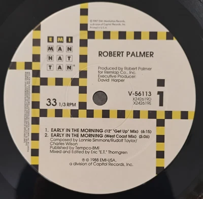 Robert Palmer - EARLY IN THE MORNING - PROMO - 12" - 1988 - Near Mint Vinyl - Image 1 of 2