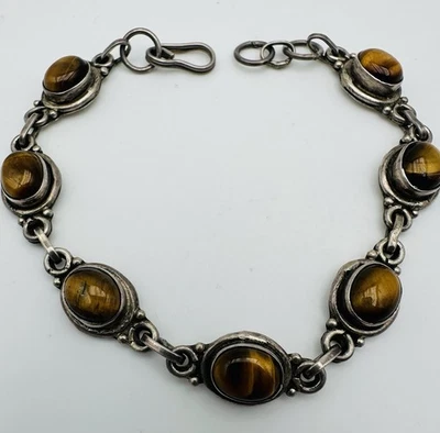 Bracciale Donna  Vintage In Argento 925, Con Occhio Di Tigre ,peso 18,0gr - Immagine 1 di 4