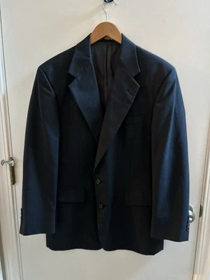 Tom James Men's Custom Navy Blue Striped 2-Button Sport Coat - Image 1 of 4