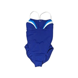 Nike Racing One Piece Swimsuit Blue Colorblock Womens 6 Competitive Diving Surf - Picture 1 of 4
