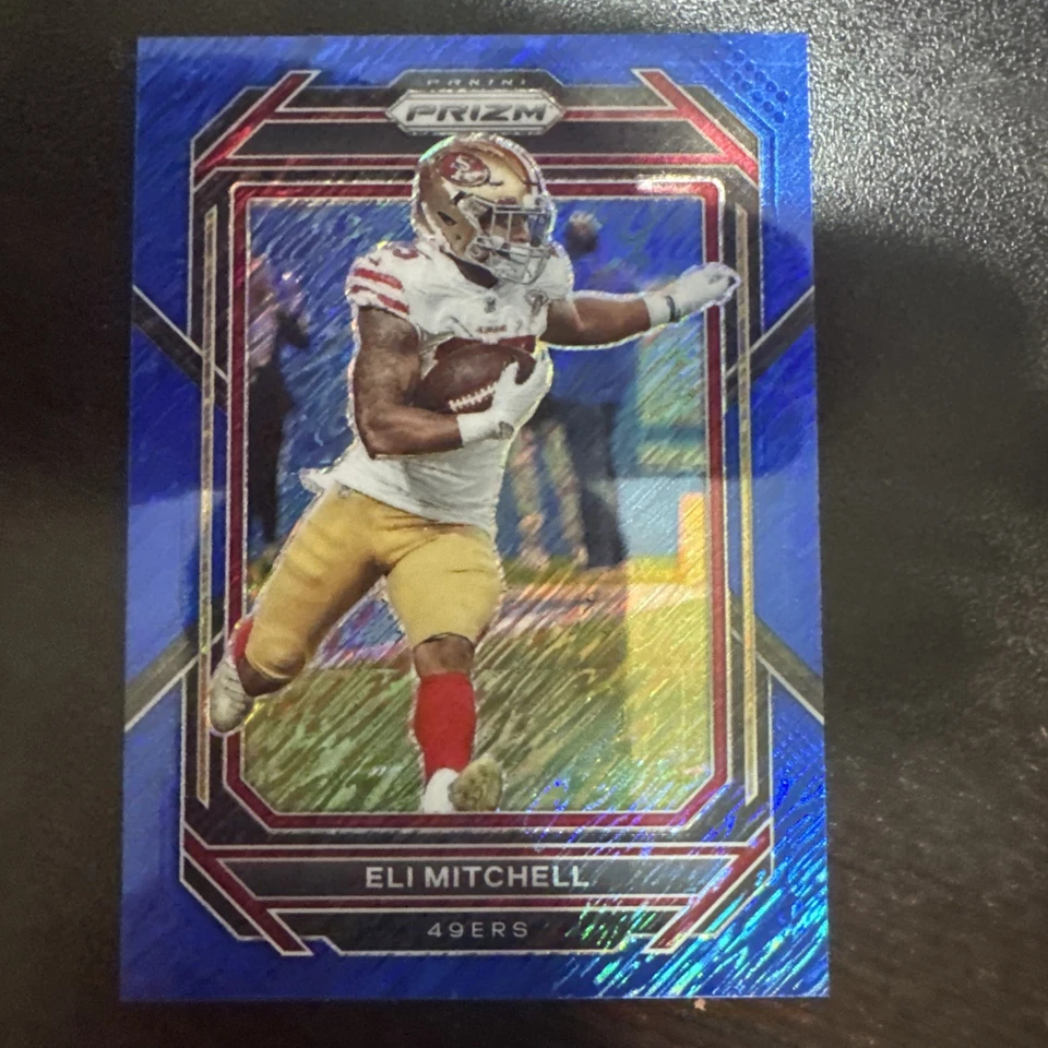 2022 Panini Prizm Blue Shimmer Prizm /25 Elijah Mitchell Eli Mitchell #264 - Image 1 of 2