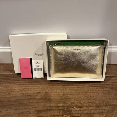Kate Spade Shimmy Glitter Medium Cosmetic Makeup Bag Sparkling Champage NWT - Image 1 of 4