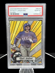 Wyatt Langford 2023 Bowman Draft Bowman Glass #BGA3 PSA 10 SSP CASE HIT - Picture 1 of 2