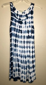Vestido sin mangas Tie-Dye PEQUEÑO 6-8 azul y blanco en forma de línea A hasta la rodilla - Imagen 1 de 5