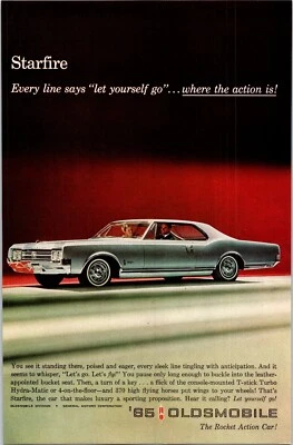PRINT AD 1965 Oldsmobile Starfire Let Yourself Go Where the Action Is 6.5 x 10 - Image 1 of 3