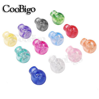 Ball Cord Lock Stoppers Toggle Clip Transparent Clear Frost Shoe Lace Locks • 61.57€