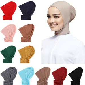 Womens Under Scarf Cap Bone Bonnet Ninja Hijab Islamic Neck Cover Muslim Shiny - Picture 1 of 21