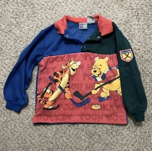Vintage Winnie the Pooh Youth Collared Pullover Pooh & Tigger Hockey Size 6 - Picture 1 of 6