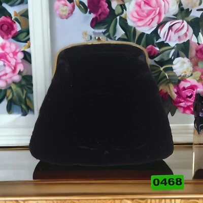 Bolso de Mano Vintage Ingber Azul Púrpura Terciopelo Dorado Bloqueo de Beso Plegable Terciopelo Foto 1 de 4