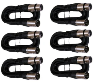 Paquete de 6 20 pies Premium XLR 3 pines macho hembra micrófono mezclador cable de audio - Imagen 1 de 1