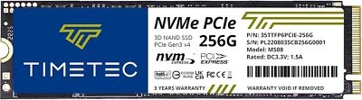 Timetec 256GB SSD NVMe PCIe Gen3x4 8Gb/s M.2 2280 3D NAND High Performance SLC C - Image 1 of 4