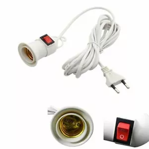 Weiß Lampenfassung E27 Fassung mit 5m Netzkabel, Stecker und Schalter. - Bild 1 von 6