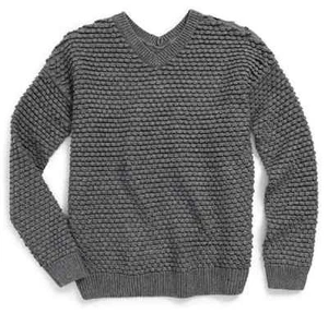 $128 Vince Girls' Textured Chunky Knit Sweater, Dark gray, Size S/P - Picture 1 of 2