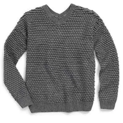 $128 Vince Girls' Textured Chunky Knit Sweater, Dark gray, Size S/P - Image 1 of 2