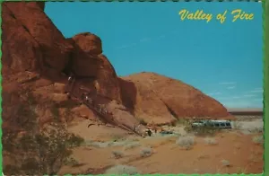 Vintage Nevada NV Postkarte Bus geparkt am Valley of Fire Las Vegas Atlatl Rock - Bild 1 von 4