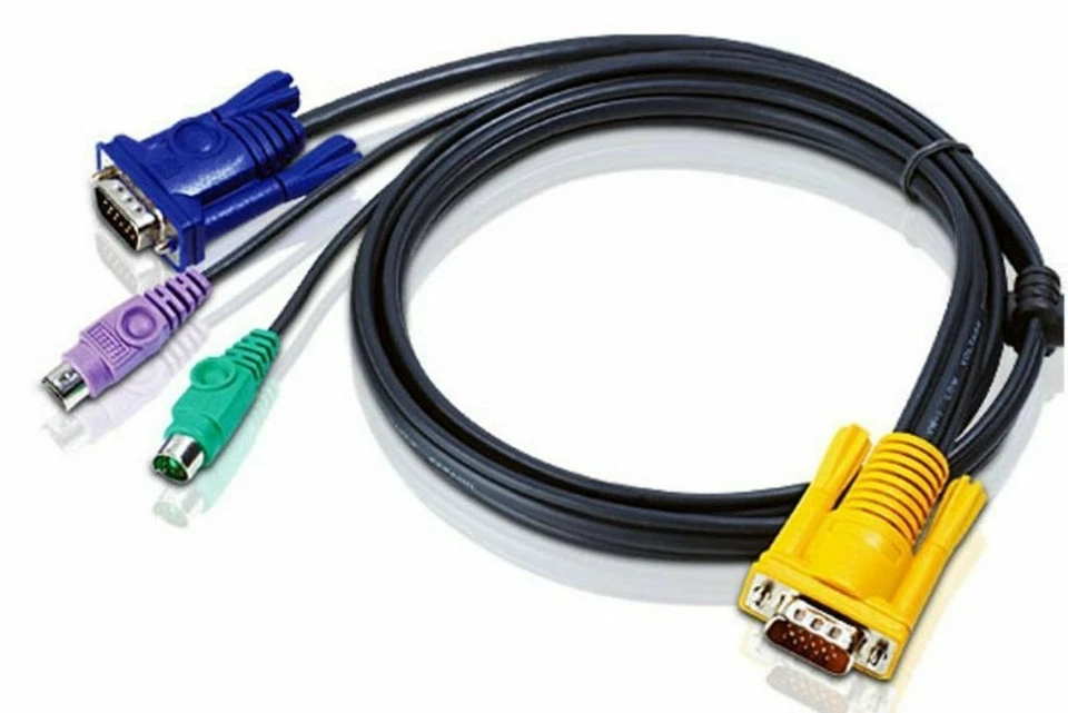 1.8m ATEN KVM Cable VGA/PS/2 Keyboard/Mouse/Display Adapter 2m 2L-5202P Switch - image 1 of 1