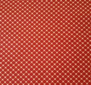 Patriotic Stars BTY Fabric Traditions Off-White Star & Dot Lattice on Red - Picture 1 of 3