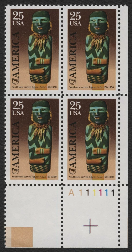 #2426 25c Southwest Carved Figure, Plate Block [A111111 LR] **ANY 5=FREE SHIP** - Image 1 of 1