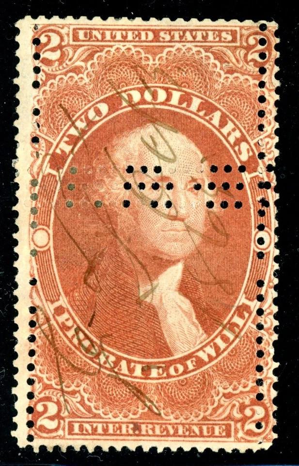 USA R83c EXTRA PRIVATE PERFS $2 PROBATE OF WILL CAT $90 - Image 1 of 1