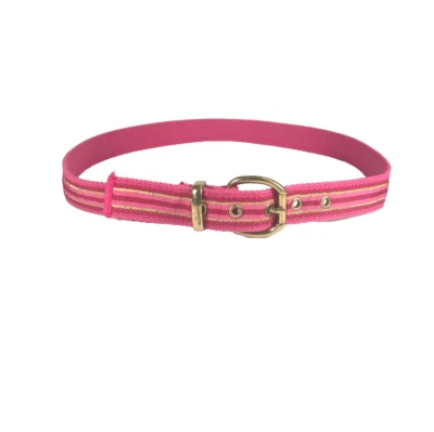 Cinturón para mujer mediano rosa cinta lona pantalones de mezclilla informales hebilla dorada damas Foto 1 de 4