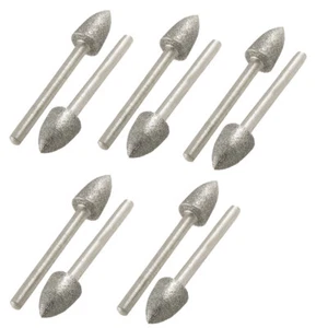 10 piezas brocas de molienda de punto montadas en diamante con vástago de 3 mm nariz cónica de 8 mm - Imagen 1 de 1
