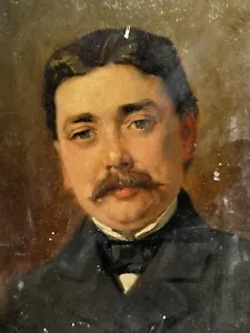 Portrait of men from the late 19th century - oil on wood - painting - Picture 1 of 15