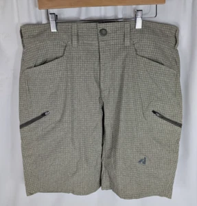 Eddie Bauer Shorts Mens 38 Beige Check First Ascent Cargo Hiking Performance - Picture 1 of 18