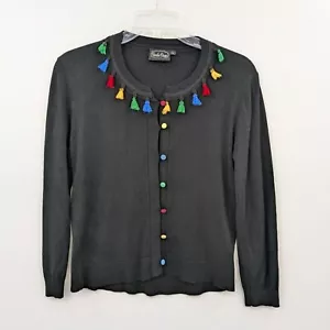 Voodoo Vixen Cardigan Women Size L Knit Tassels Button Down Retro Academia Twee - Picture 1 of 10