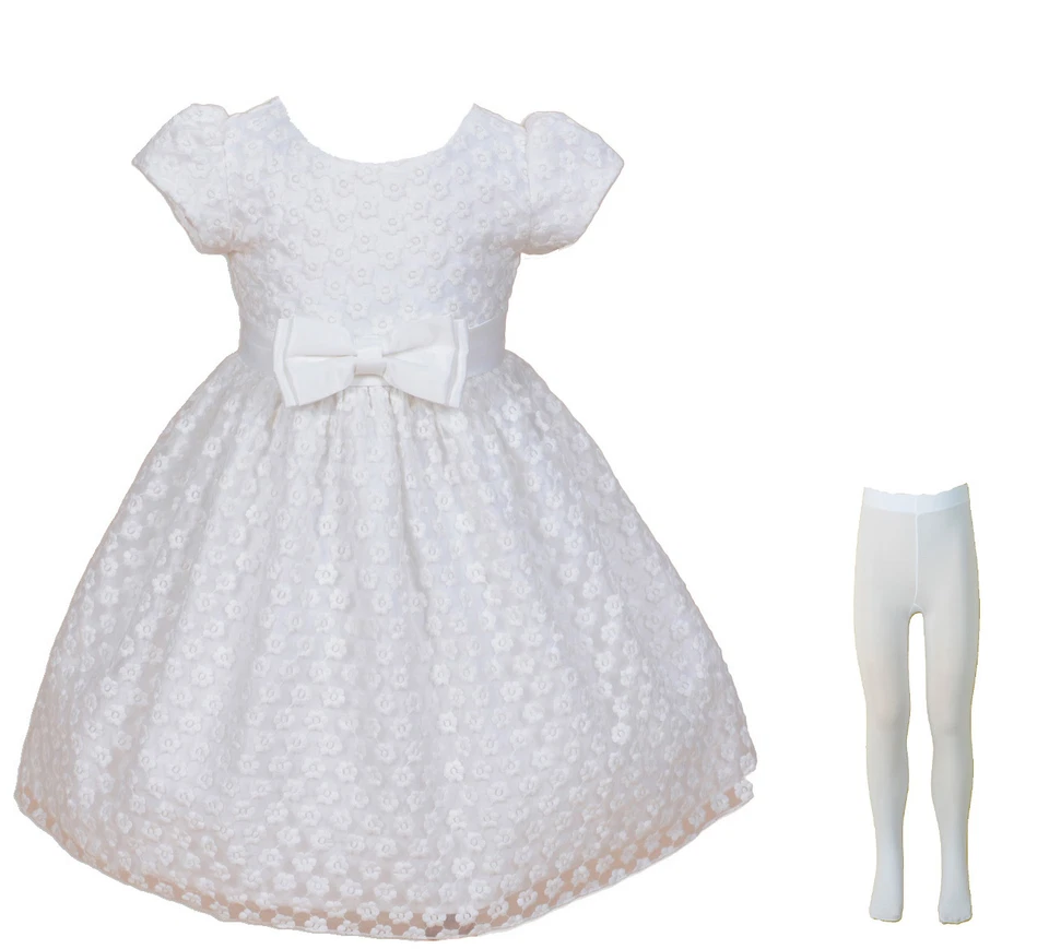 CINDA Lace Flower Girl Bridesmaid Party Dress Tights Ivory Red 3 4 5 6 7 8 9 Years