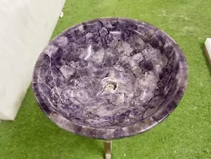 Lavabo rotondo in pietra ametista squisita pietra naturale per arredo bagno e lusso - Foto 1 di 9