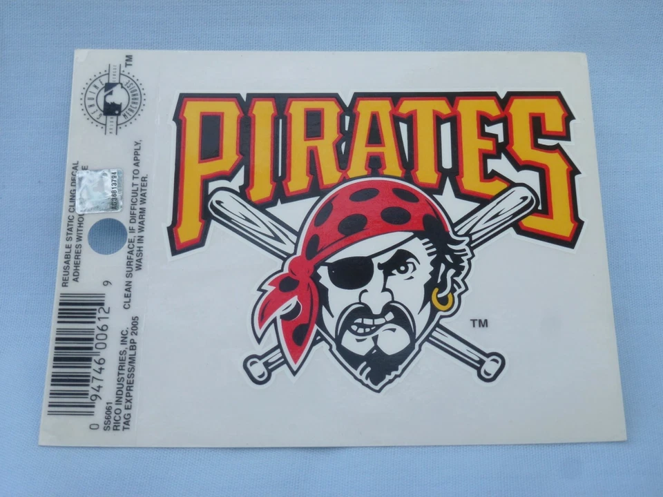 PITTSBURGH PIRATES  Reusable 3.5" x 3.75" STATIC CLING DECAL  by Rico  New! - Image 1 of 1