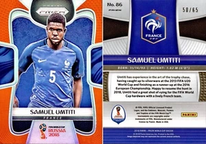 Copa del Mundo Panini Prizm 2018 Samuel Umtiti SP naranja Prizm/65 Francia #86 - Imagen 1 de 3