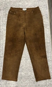 Bagatelle Women’s 100% Leather Suede Pants Slacks Size 14 P - Vintage - Picture 1 of 24
