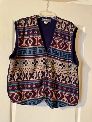 Vintage 90s Multicolor Southwest Native Aztec Pattern Button Sweater Vest Size L - Image 1 of 4