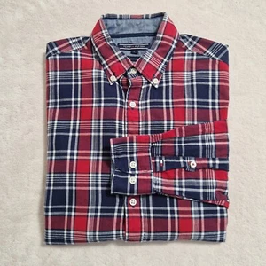 Tommy Hilfiger Shirt Mens Small Linen Blend Button Down Long Sleeve Plaid - Picture 1 of 10
