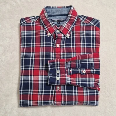 Tommy Hilfiger Shirt Mens Small Linen Blend Button Down Long Sleeve Plaid - Image 1 of 4